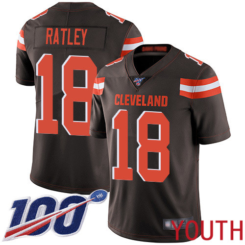 Cleveland Browns Damion Ratley Youth Brown Limited Jersey #18 NFL Football Home 100th Season Vapor Untouchable
